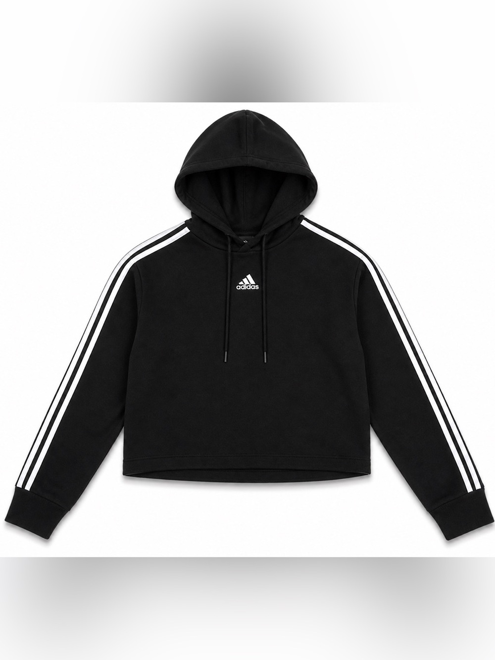 adidas Black Hooded Sweatshirt with White Three-Stripes